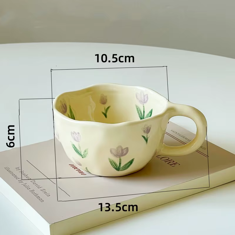 Tasses en céramique tasses à café pincées à la main fleur irrégulière tasse de thé au lait ins style