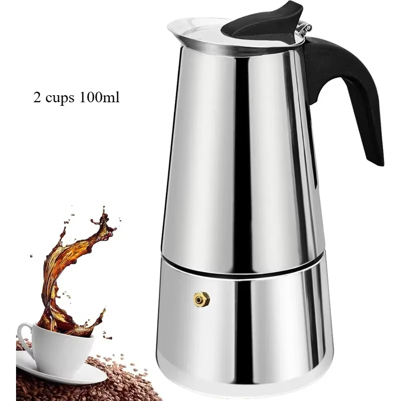 Cafetière Moka 2 Tasses en Acier Inoxydable, Percolateur Portable Classique pour Café Italien, Espre