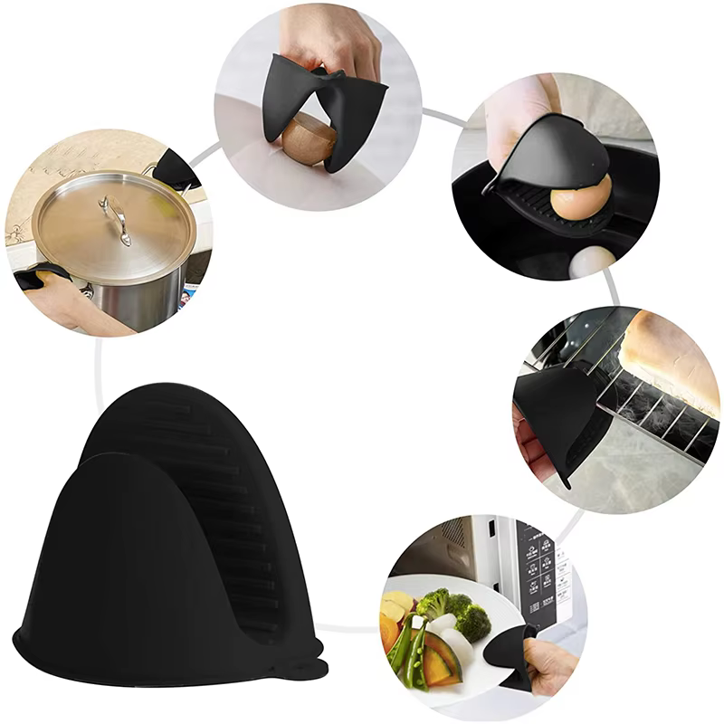 Mitaines de four en Silicone, 2 pièces, résistantes à la chaleur, Anti-brûlure, antidérapantes, Clip