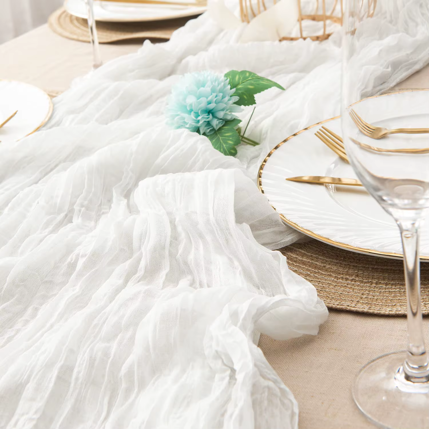 Chemin de Table Vintage Semi-transparent en Gaze de Gaze, Décor d'Arche pour Mariage, Salle à Manger