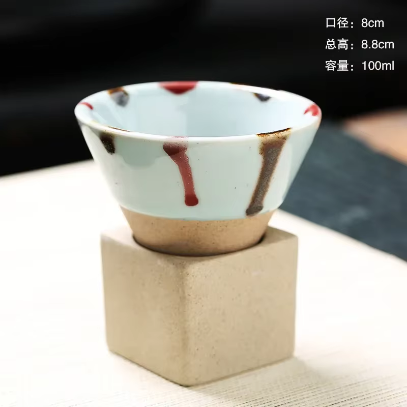 Tasse à thé en poterie brute de 100ML, cône rétro créatif, tasse à café en céramique, Latte fleur, t