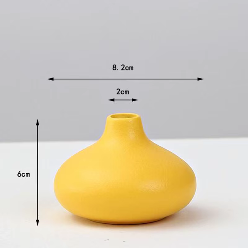Vase à Fleurs en Porcelaine Jaune pour Décoration de Salon, Récipient Hydroponique, Pot de Plantes, 