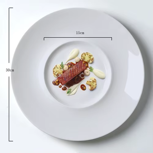 Assiette à manger ronde en céramique, assiette à dessert créative, décor de nourriture de restaurant