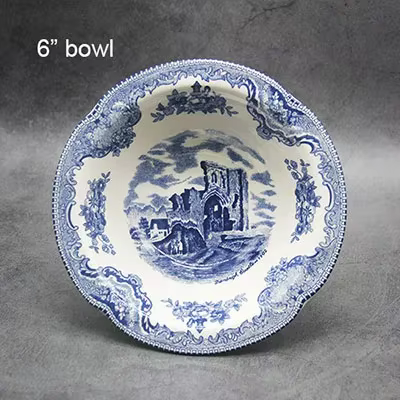 Queset de châteaux de Grande-Bretagne bleus, style européen, QueWare, assiette de petit déjeuner en
