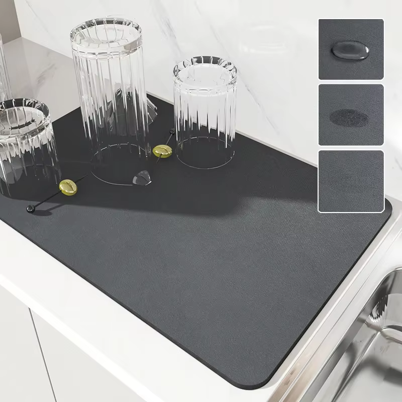 Grand tapis absorbant de cuisine Super absorbant, antidérapant, drenage de la vaisselle au café, séc
