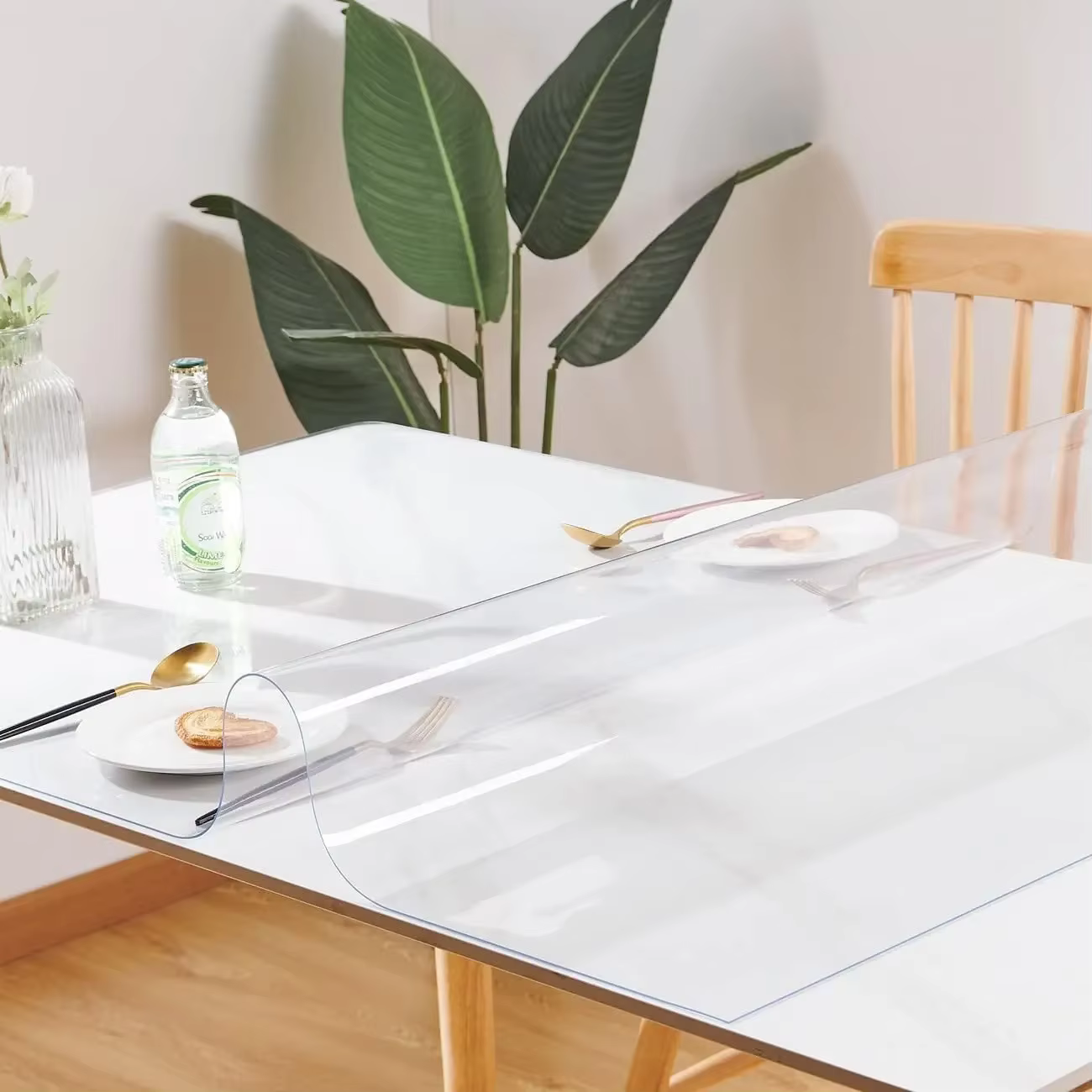Nappe en vinyle imperméable et essuyable pour Table rectangulaire, protection transparente anti-déve