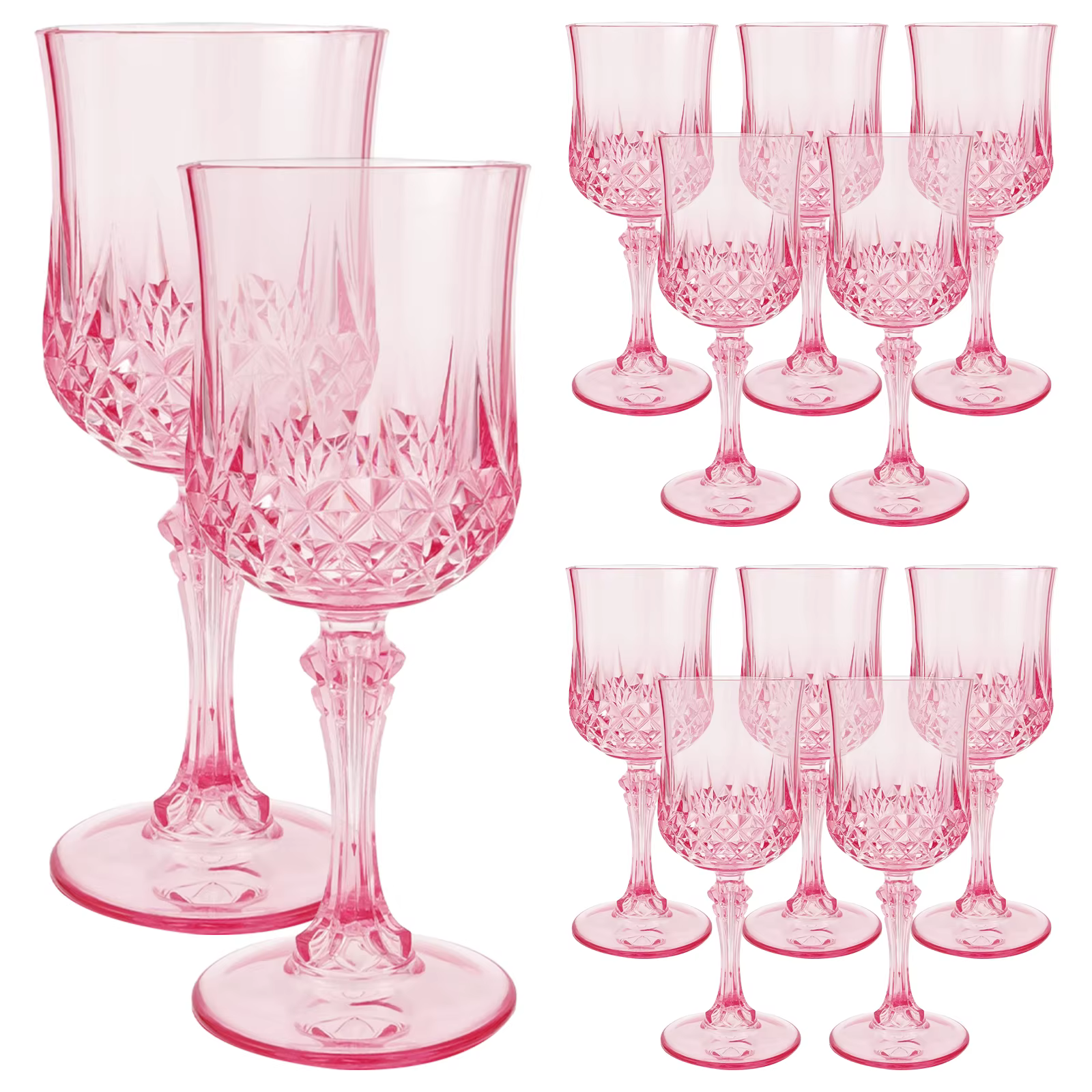 Ensemble de verres à vin en plastique, 12/24 pièces, flûtes à champagne réutilisables, verres à vin 