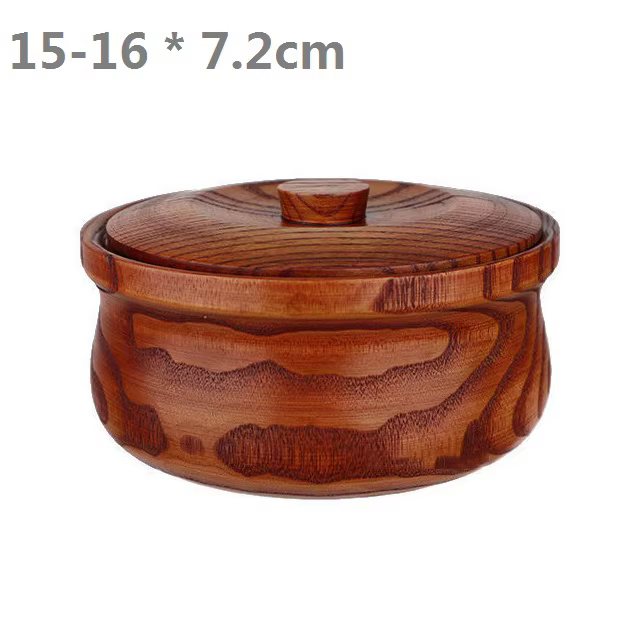 Bol en bois massif avec couvercle Bol à salade en bois Bol de service réutilisable pour salade, frui
