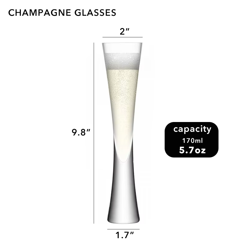 Verres à Champagne Sans Poignée, Flûtes à Paillettes, Vin à Bulles, Tulipe pour Cocktail, Bar, Cadea