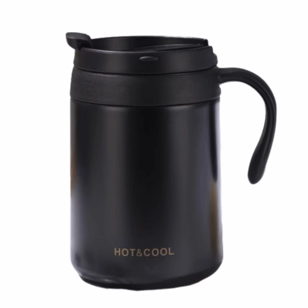 Mug à café isotherme à double paroi en acier inoxydable avec poignée, tasse à boire isolée 500 ml, t