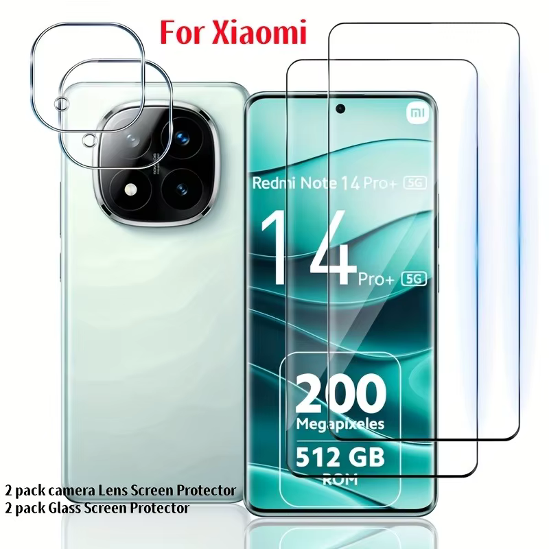 Verre trempé pour Xiaomi Redmi Note 14 Pro 14 Pro + 5G 14S 13 Pro 2 + 2 pièces protecteur d'écran 3D