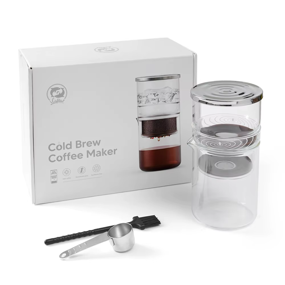 Ensemble de cafetière portable avec filtre goutte à goutte, outils glacés, cafetière en verre faite