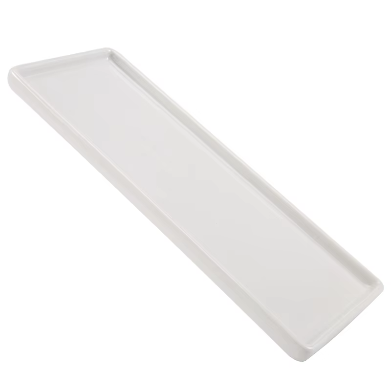 Assiette rectangulaire en porcelaine blanche, tasse de rince-bouche, assiette rectangulaire en céram
