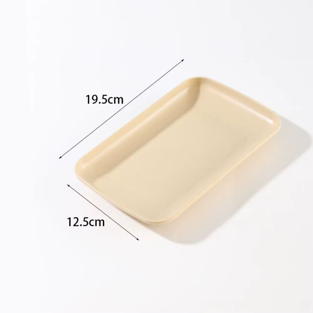 Assiette à Snack en Plastique de Haute Qualité, Assiette Carrée Réutilisable, Paille de Blé, Durable