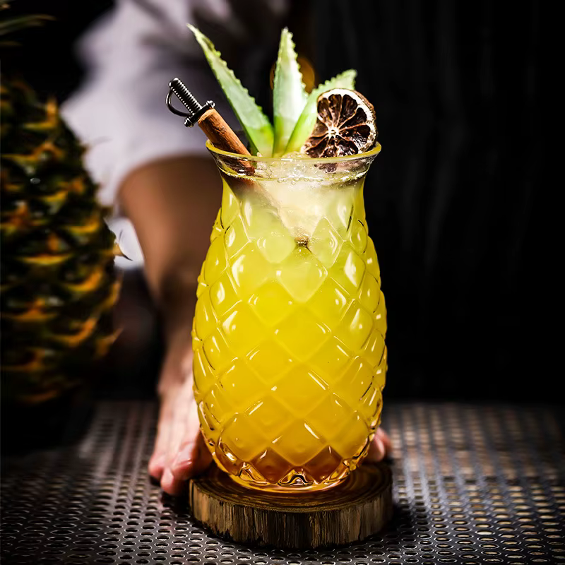 Verre à cocktail créatif en forme d'ananas, verre à boisson spécial pour restaurant, verre à jus tra
