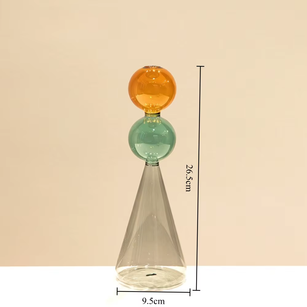 Vase en verre transparent à double couche, style européen, multicolore, créatif, pour hydroponie, po