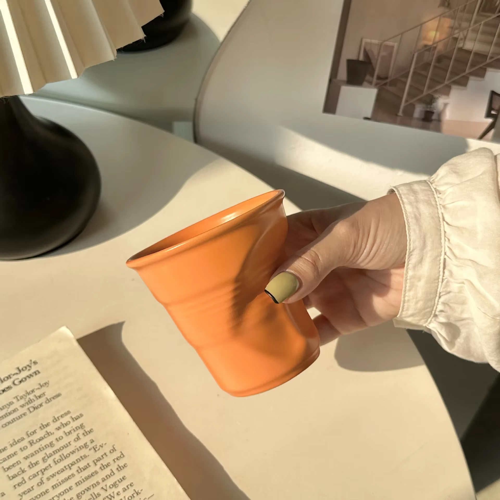 Tasse en céramique irrégulière, tasse à café pincée à la main, verres à boire en verre amusants, tas