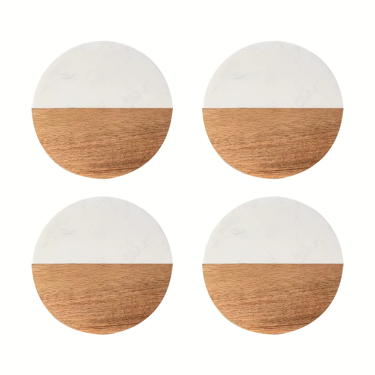 Lot de 4 sous-verres pour boissons chaudes, sous-verres en marbre et bois pour la protection des pla