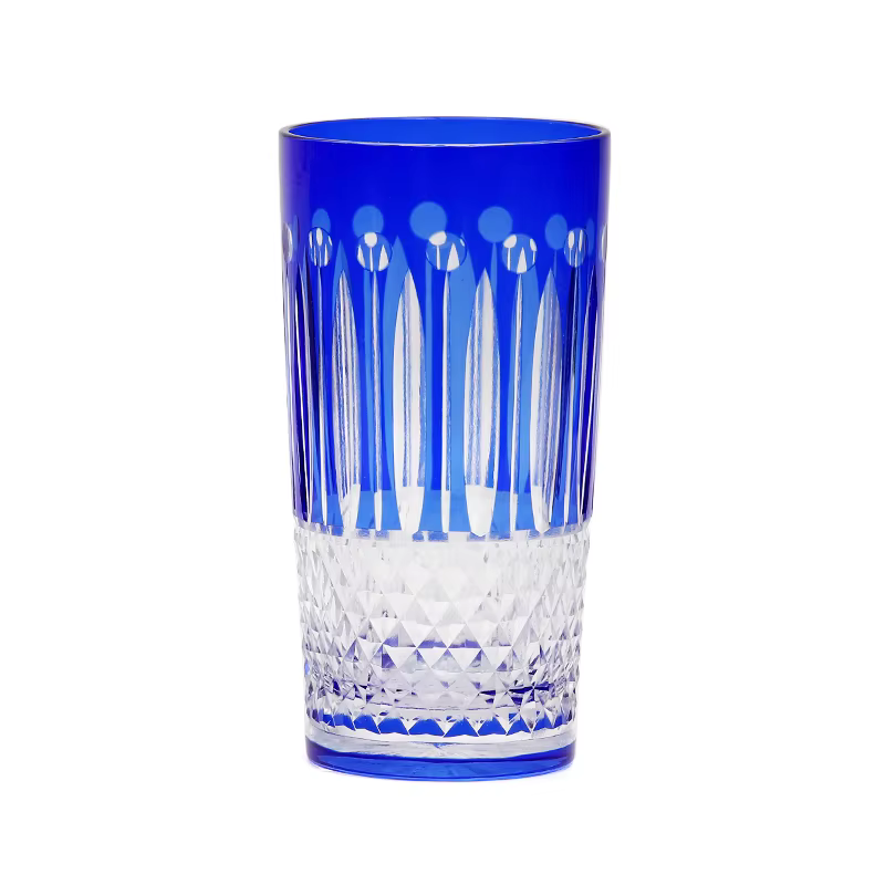Edo Kiriko-Verre à boire du vin bleu, verre en cristal sans plomb, sculpté à la main, meilleur cadea