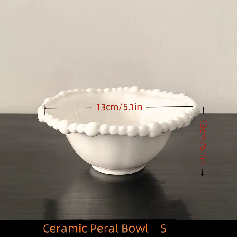 Bols en céramique à perles blanches, vaisselle résistante aux rayures de 5 à 6 pouces, vaisselle élé