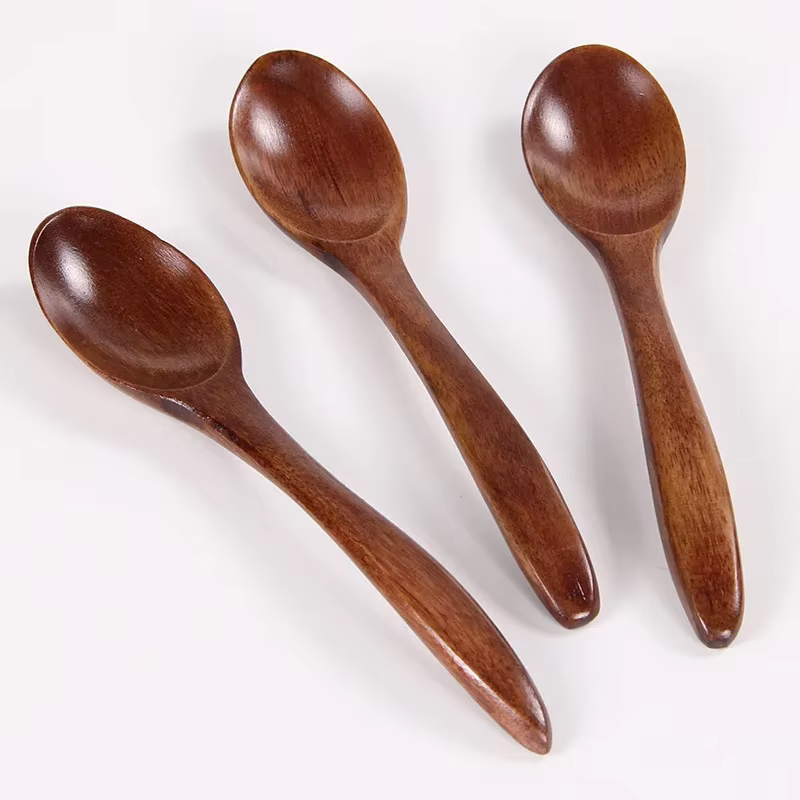 Cuillères en bois de 14cm, petite cuillère de cuisine incurvée, cuillère à café, accessoires de cuis