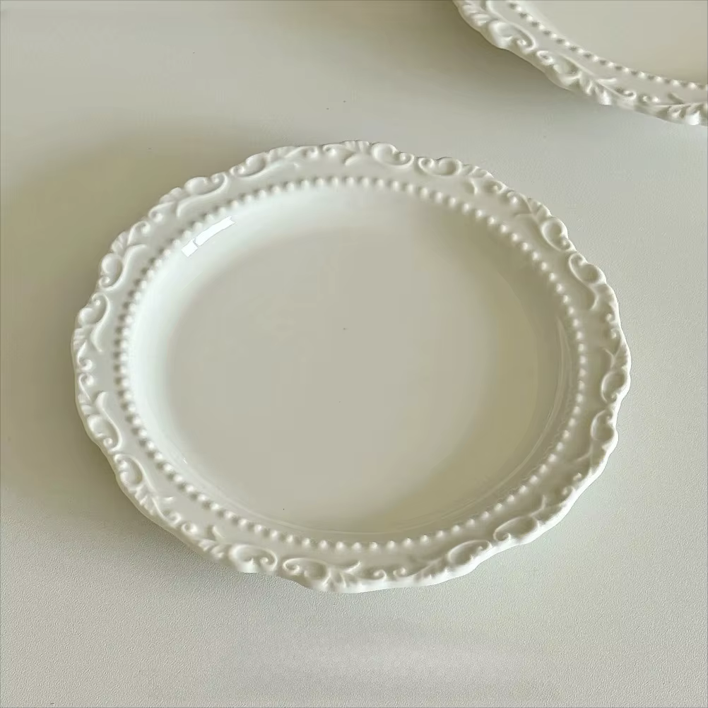 Assiette en céramique en Relief français, plats en céramique Vintage, plats à manger haut de gamme,