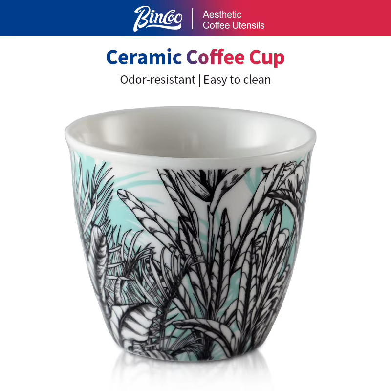 BINCOO tasse à café en céramique série fleur de la Jungle Art créatif Latte