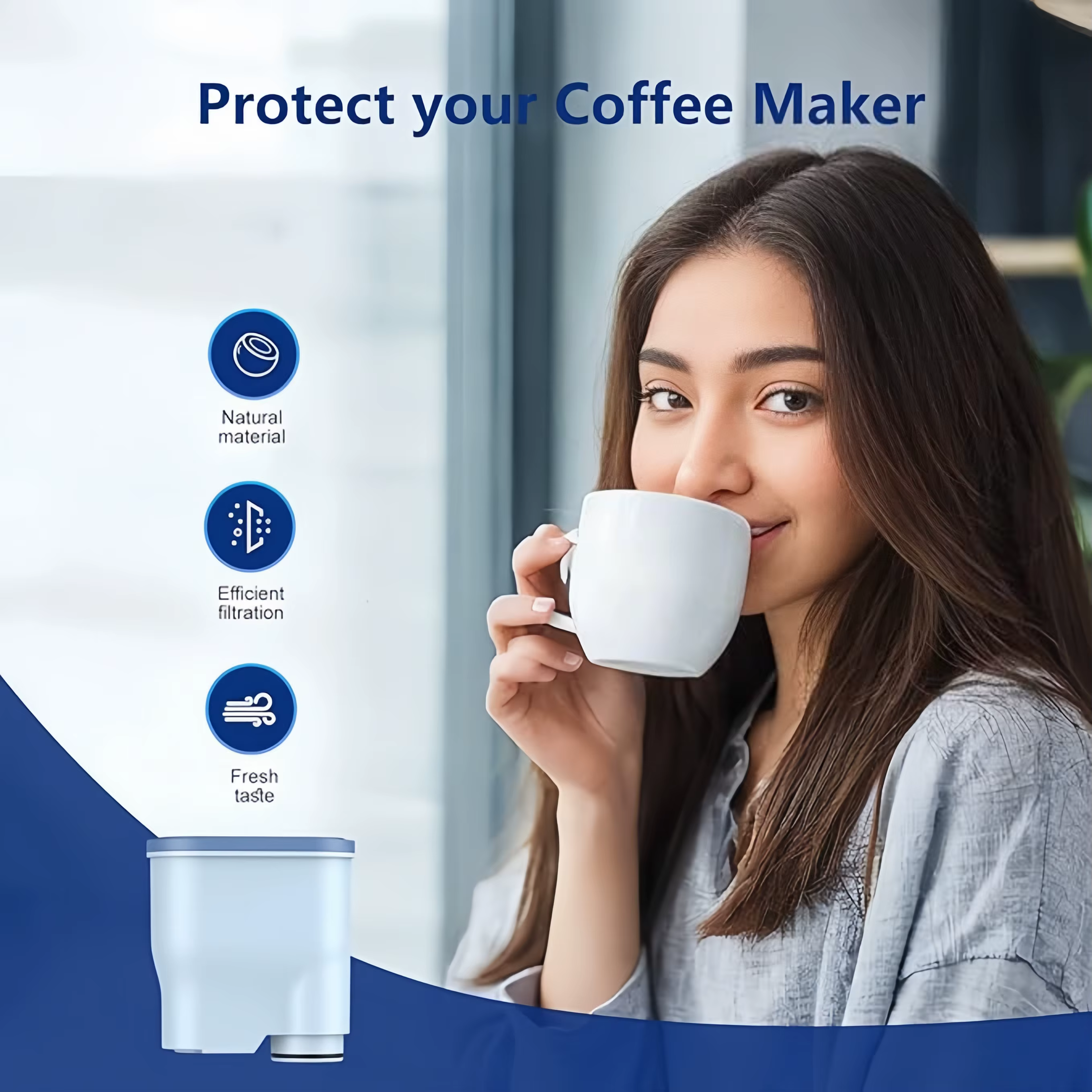 Paquet de 1/2 filtres à eau de café de remplacement