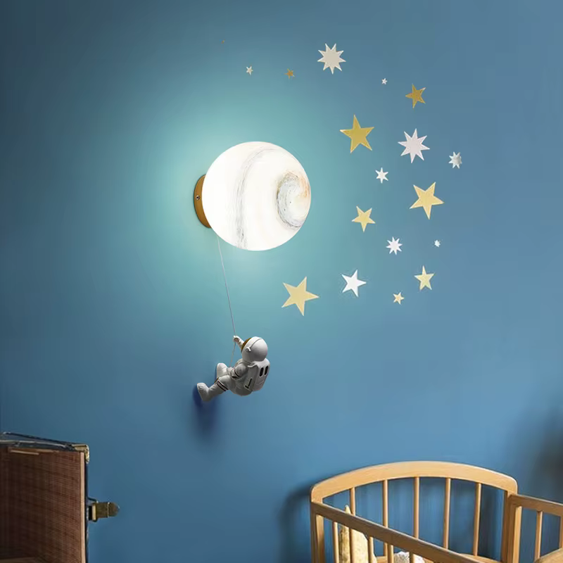 Applique Murale Moderne en Boule de Verre, Lampe Astronome Lunaire pour Salon, Éclairage LED Décoratif pour Chambre d'Enfant Fille et Garçon