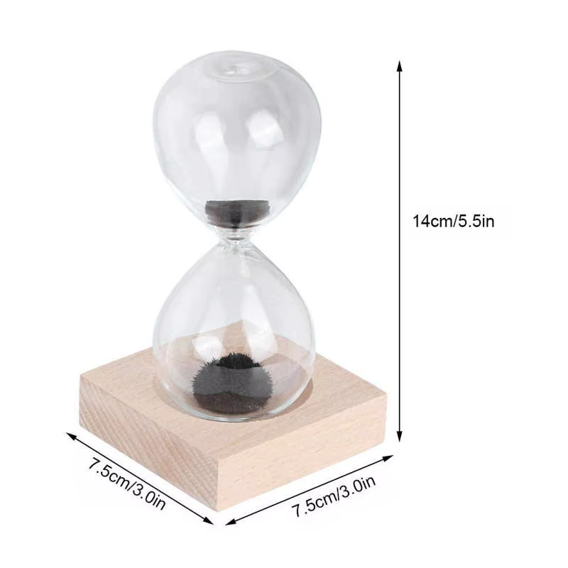 Sablier de sable en verre magnétique avec base pour la décoration de la maison