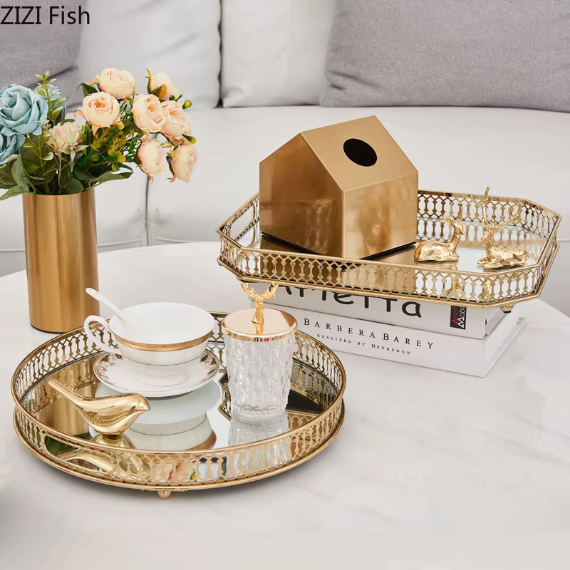 Plateaux décoratifs en verre miroir vintage