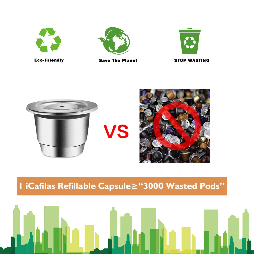 Capsules de café réutilisables Inissia & Pixie, en acier inoxydable, avec cuillère