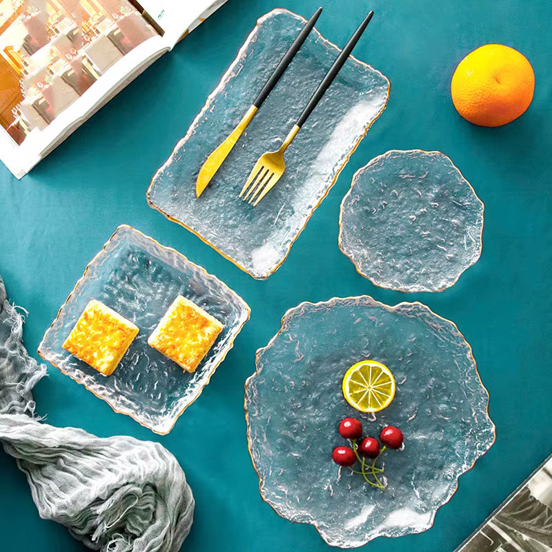 Assiette Carrée en Verre Marteau Japonais