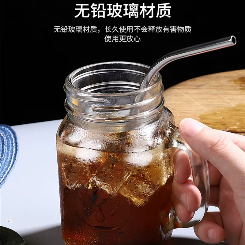 Pot à boire en verre transparent avec couvercle