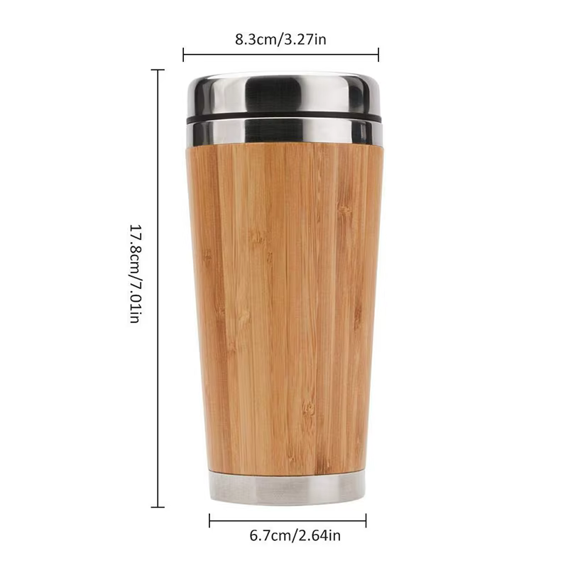 Tasse à café en bambou avec couvercle anti-fuite