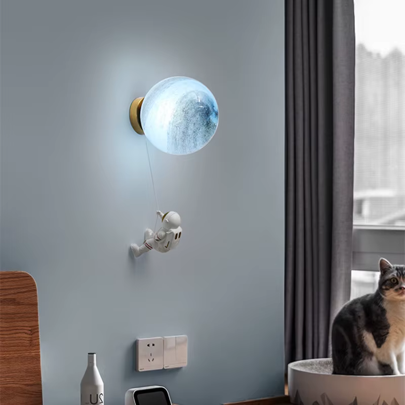 Applique Murale Moderne en Boule de Verre, Lampe Astronome Lunaire pour Salon, Éclairage LED Décoratif pour Chambre d'Enfant Fille et Garçon