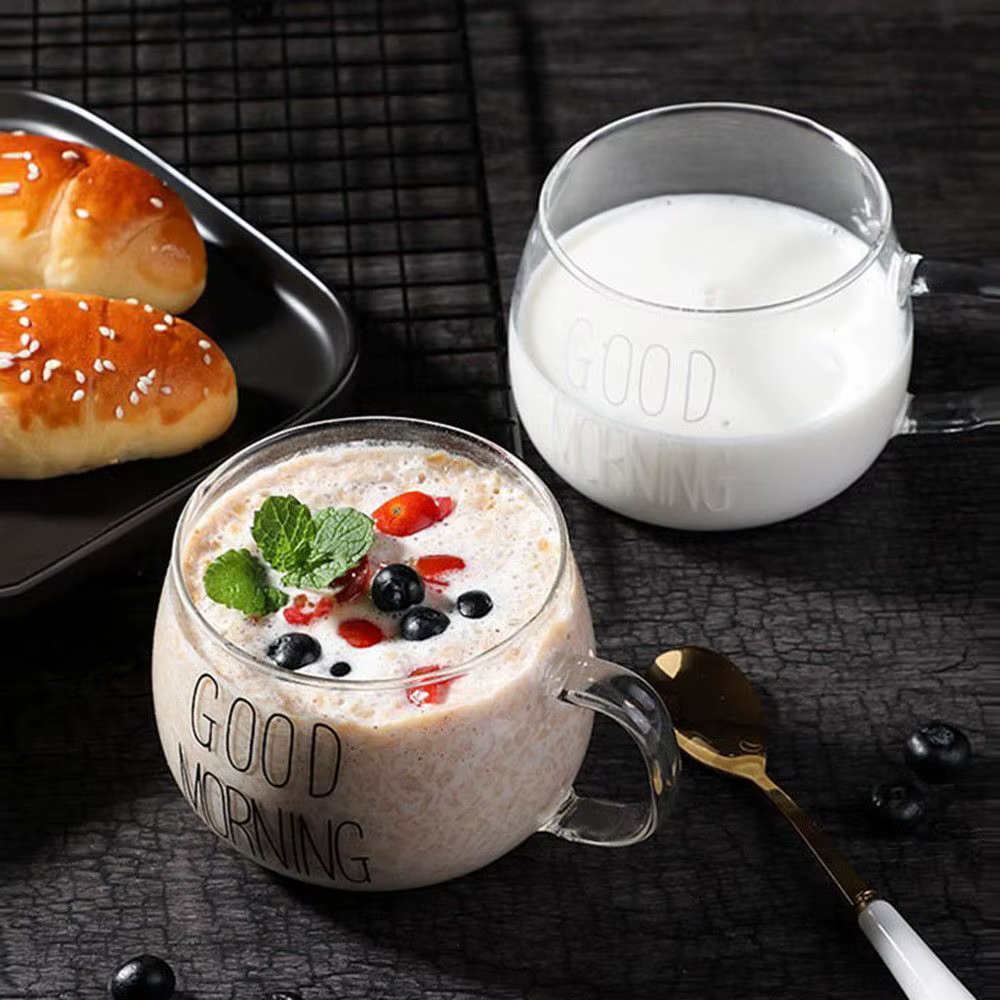 Tasse en verre créative transparente avec lettre imprimée