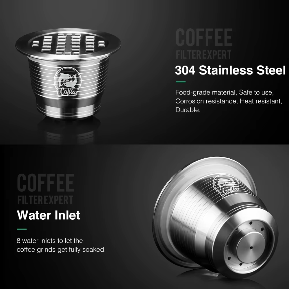 Filtre à café réutilisable ICafilas pour Machine Nespresso avec capsule en acier inoxydable pour Nospresso