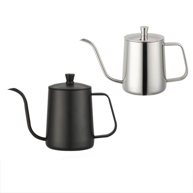 Bouilloire à café en acier inoxydable noir argenté