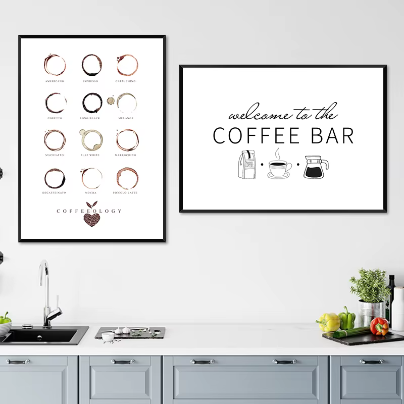 Affiche de café avec imprimés d'art