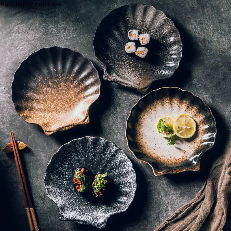 Assiette à Queue en Céramique à Coquille Irrégulière