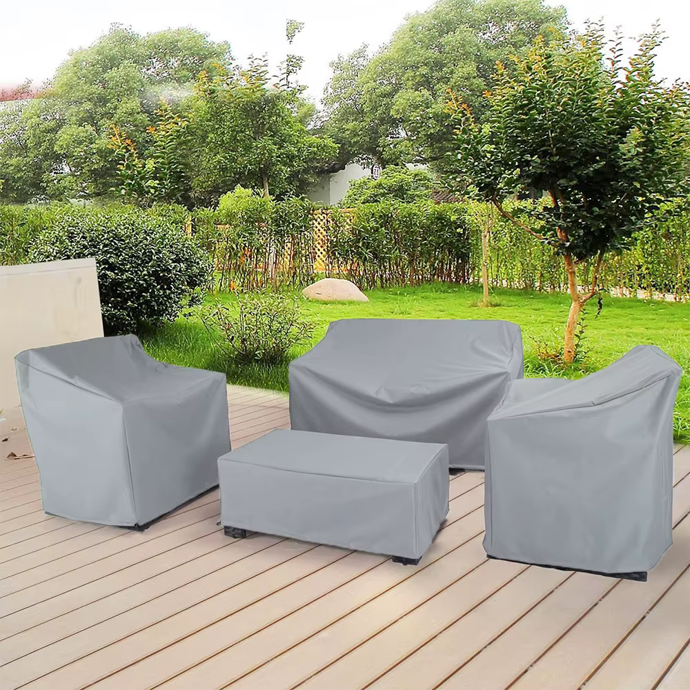 Housse de protection pour meubles de jardin en tissu Oxford, taille 68, argentée, anti-poussière, pour table et chaises en rotin, canapé, imperméable, protection contre la pluie