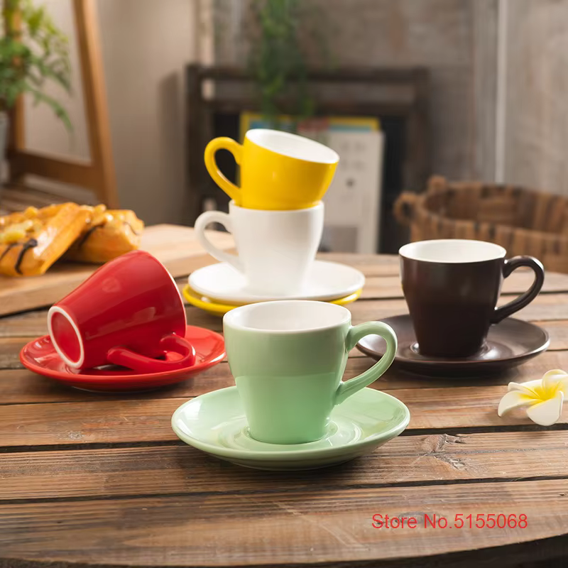 Ensemble de tasses et soucoupes à expresso Macaron multicolores en forme de tulipe de Style nordique