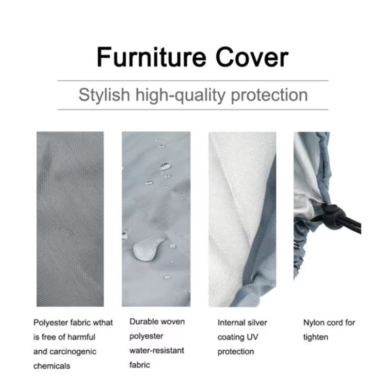 Housse de protection pour meubles de jardin en tissu Oxford, taille 68, argentée, anti-poussière, pour table et chaises en rotin, canapé, imperméable, protection contre la pluie