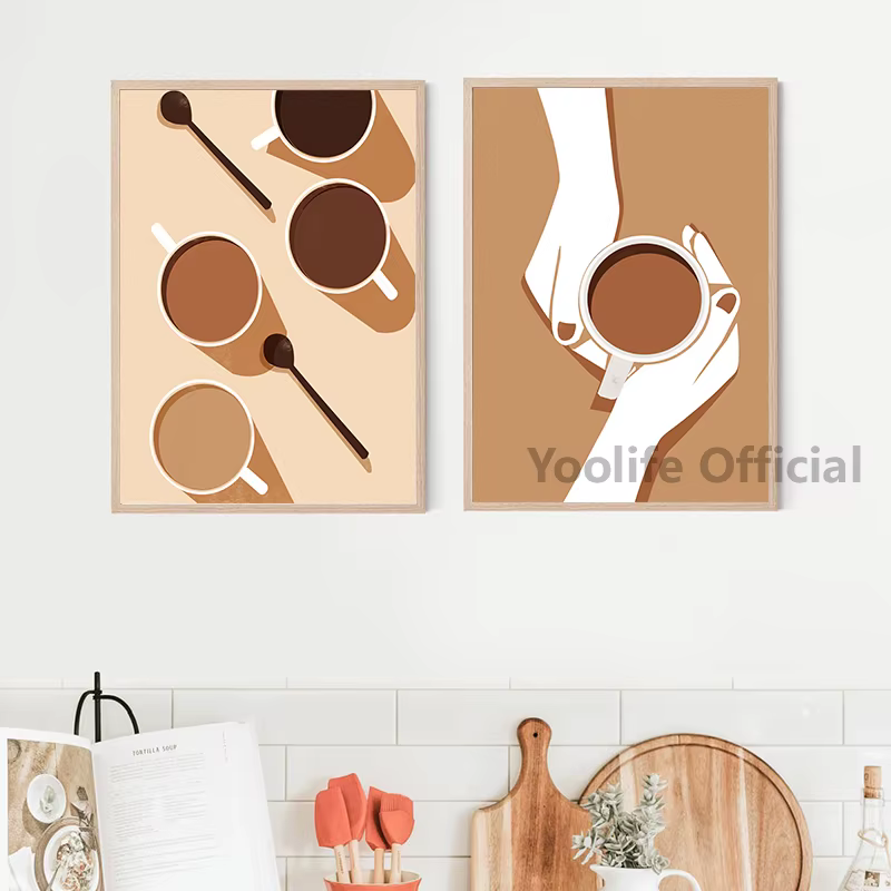 Affiche de café avec imprimés d'art
