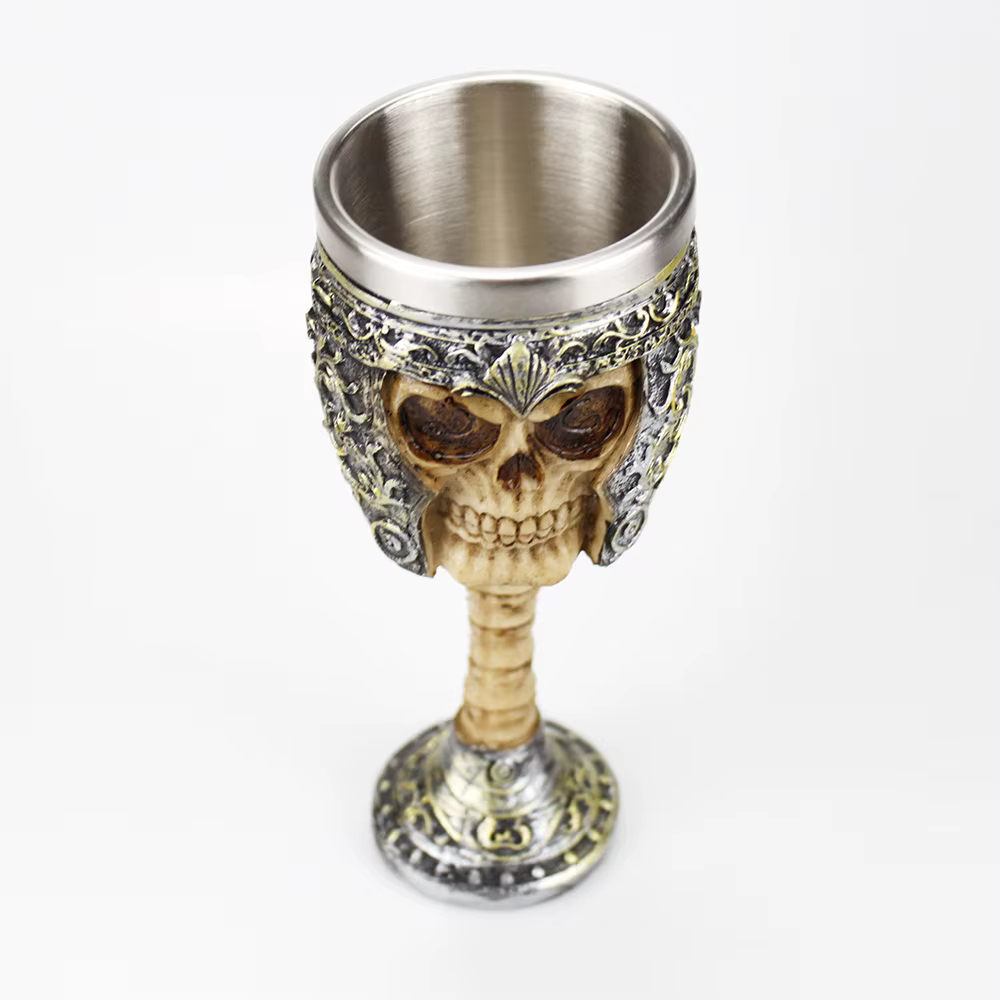 Verre à vin gothique Style contient crâne de chèvre Viking Dragon griffe doigt métal et résine
