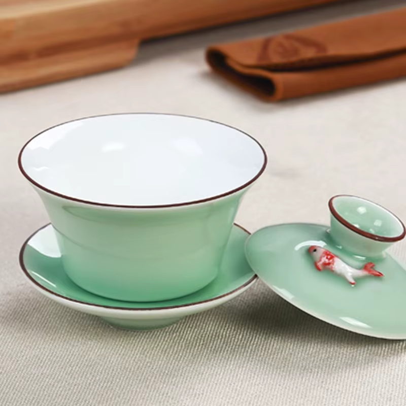 3 bols à thé céladon Gaiwan