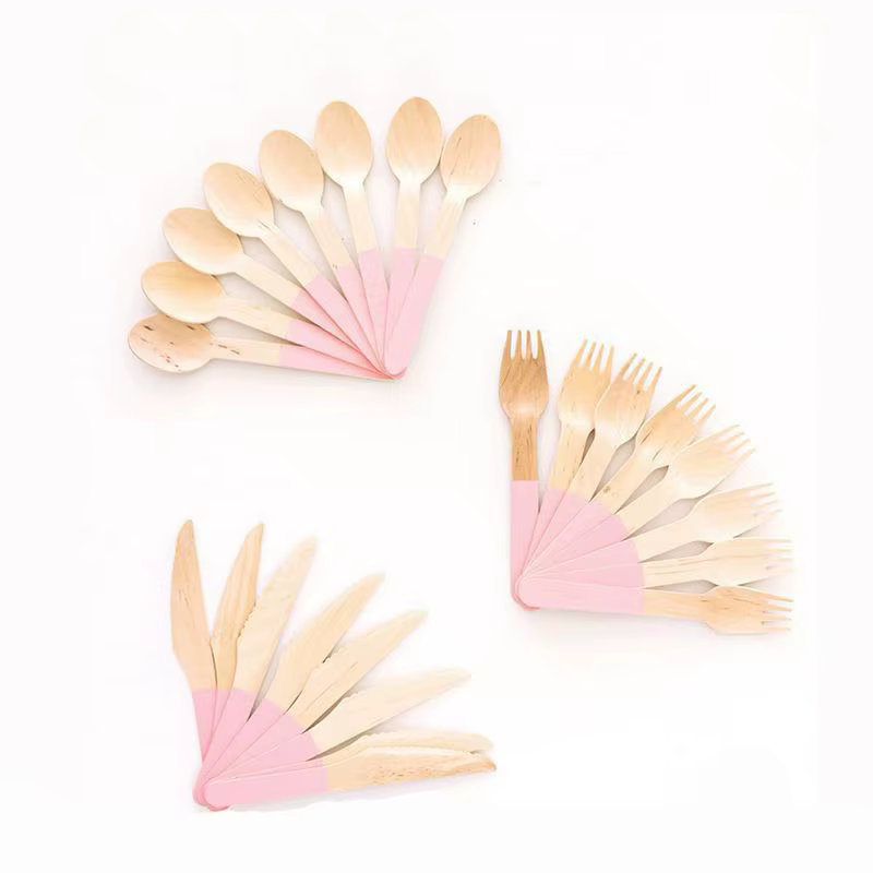 Fourcommuniste et Cuillères en Bois de Poulet, Couverts, Couteau, Décoration de ixd'Anniversaire et de Mariage, Fourchette à Dessert, 24 Pièces/Ensemble