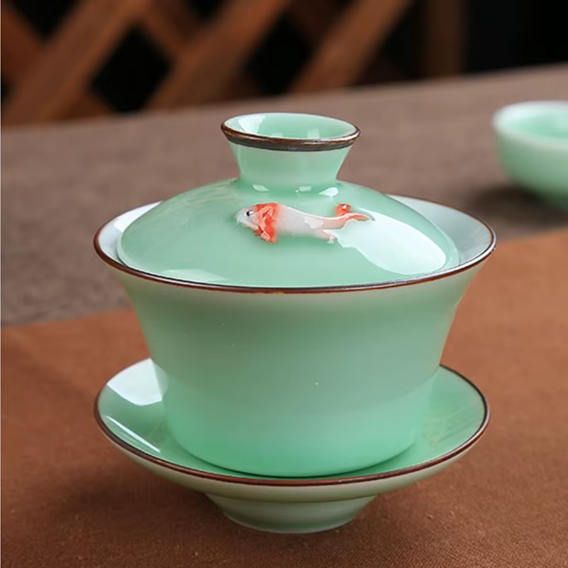 3 bols à thé céladon Gaiwan