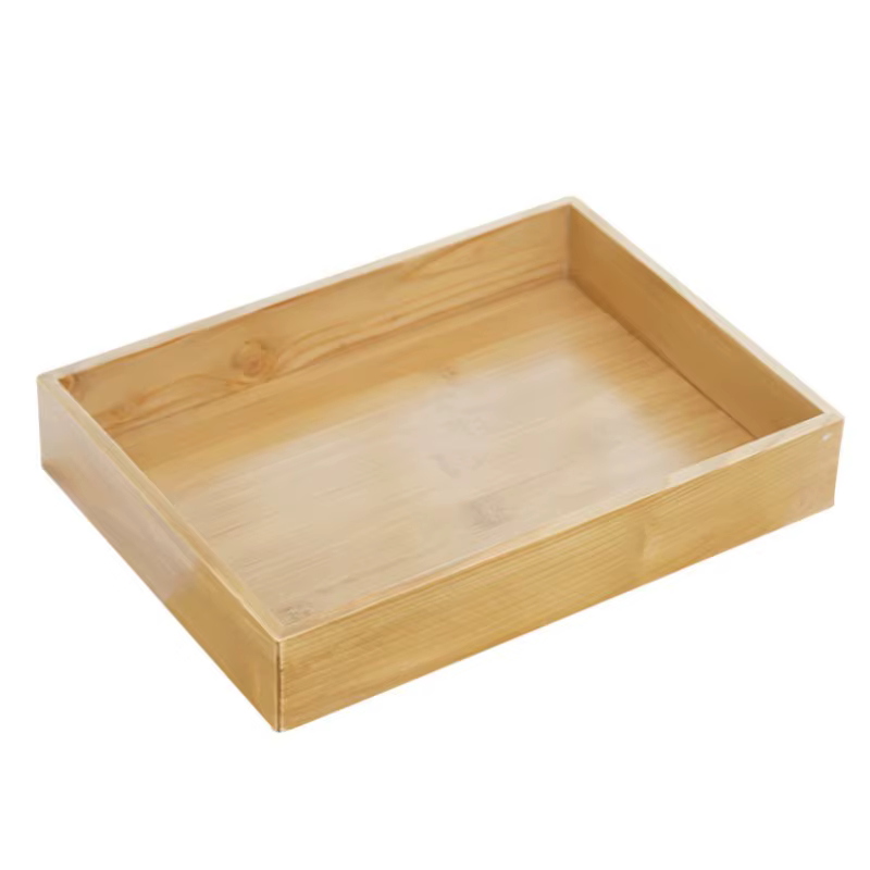 Plateau de rangement rectangulaire en bambou